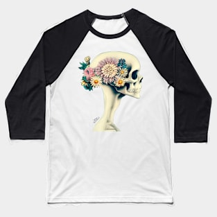 Skull with floral crown Baseball T-Shirt